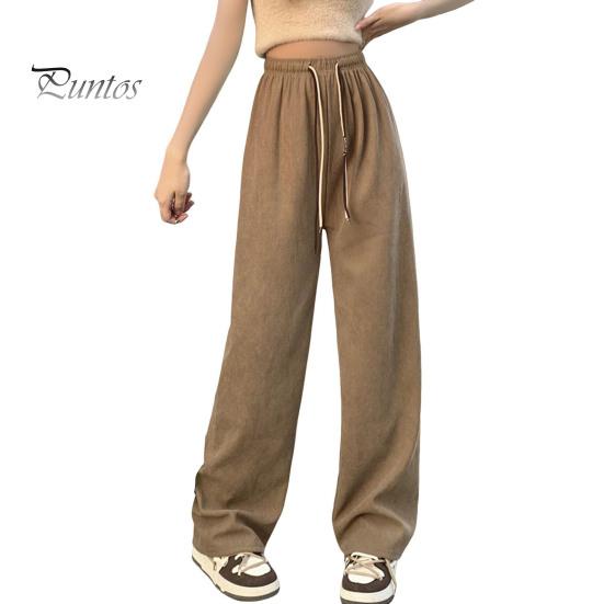 

Женские брюки с эластичной резинкой и высокой талией, регулируемые длинные брюки с завязками, однотонные прямые широкие повседневные брюки для повседневной носки хаки