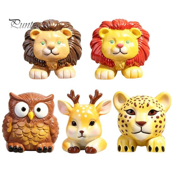 Resin Car Interior Decoration Cute Animal Vent Clip Air Freshener with Aroma Pad, Lion Mini Ornament for Leopard Deer Owl Dashboard Ornament,