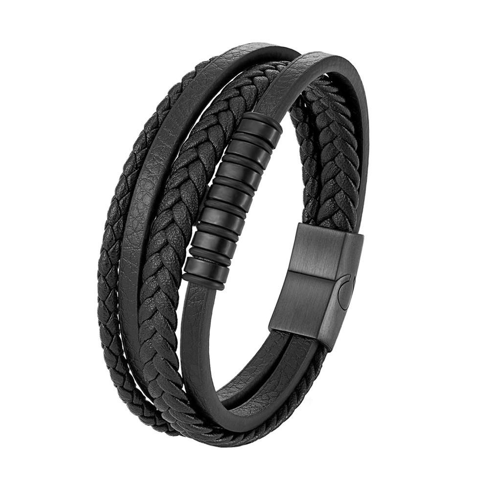2026 Bracelet, Multi-layer Black Leather Woven Bracelet, Popular Men's Bracelet in Europe and America