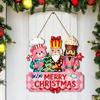 Christmas Door Hanging Wooden Christmas American Welcome Doorplate Wreath Pendant Hanging Decoration Sign Wall Decoration