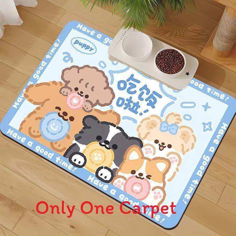 Cute Animal Silicone Diatomite Spillproof Pet Feeding Mat For Dining And Feeding