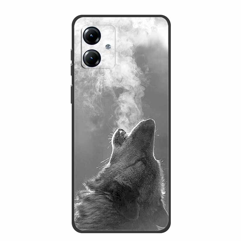 For Motorola Moto G84 5G Case Silicone Soft Wolf Lions Cat Black Bumper Funda Coque for Motorola Moto G54 5G TPU Protective Bag