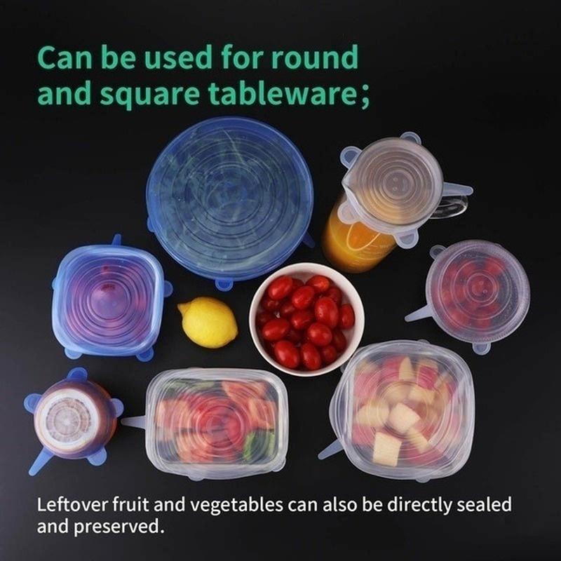 Pellicola Per Alimenti Set Di 6 Coperchi In Silicone Estensibili - Per Conservare Il Cibo In Frigorifero Coperchio Silicone - Foto 3