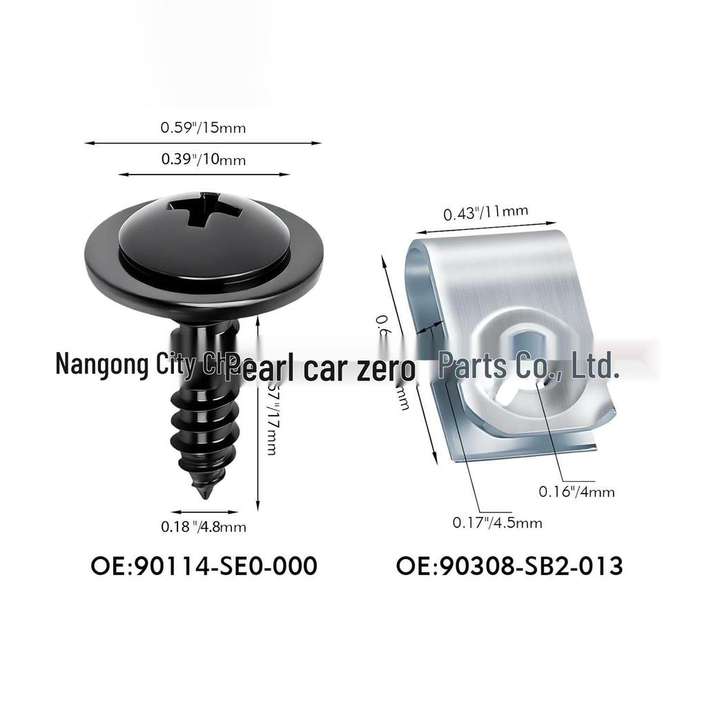 Honda Acura Mudguard Bumper Screw & U-Nut Clip Kit Fasteners