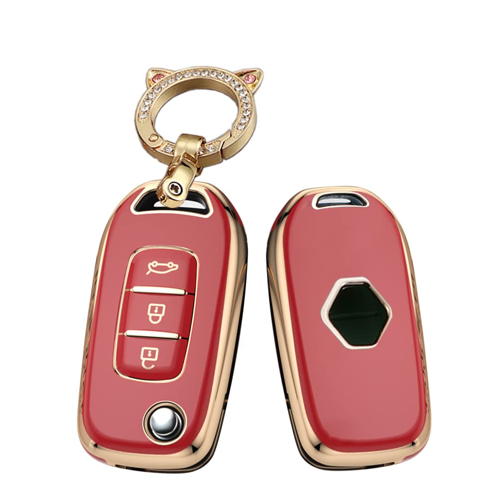 

[SANRILY] Чехол для ключа Renault, Держатель для ключей, Крышка для ключа, Защита ключа, Duster Megane, Sandero, Cando, Capture, Twingo, Защита, Роскошь, Противоударный Красный Compatible with genuine car красный