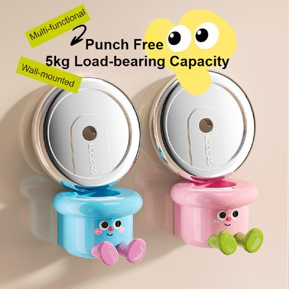 Cartoon Toothbrush Cup Holder Magnetic Punch-Free Upside Down Toothbrush Cup Wall Mounted Bathroom Toothbrush Stand Storage Rack