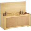 Rattan Storage Chest, 136 L, Storage Bench, Lift-Up Lid, 2 Safety Hinges, Oak