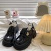 Retro British style versatile loafers women's 2025 autumn and winter French style with skirt platform height increase jk black small leather shoes