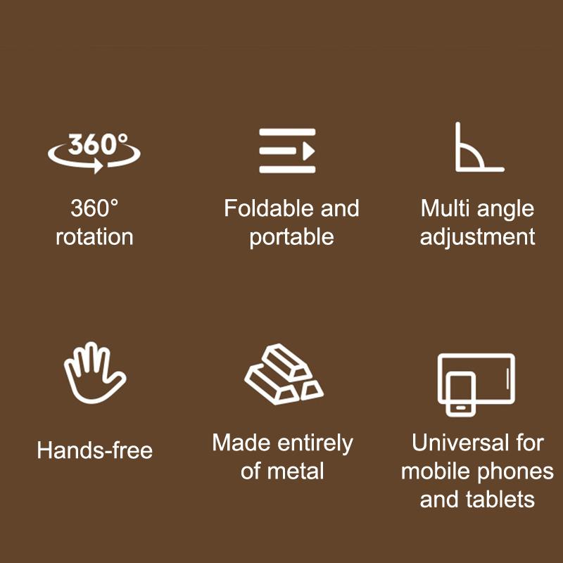 360 Rotation Aluminium Alloy Foldable Desktop Phone Stand Desk Lazy Tablet Holder Support Mount For Iphone Ipad Xiaomi Samsung