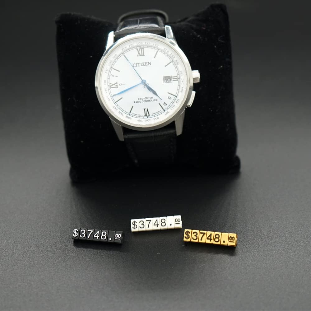 Mollytek 10 Sets Price Display Cube Adjustable Price Tag for Jewelry Price Display Counter Stand Number Letter Dollar Price Block Kit for Retail Shop