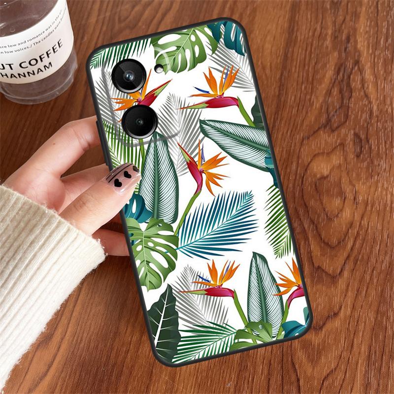 Retro Banana Leaf Plant For Realme 15 14 11 12 13 Pro Plus C35 C71 C75 C65 C55 C63 C61 C53 C51 C67 GT6 GT7 Pro Case