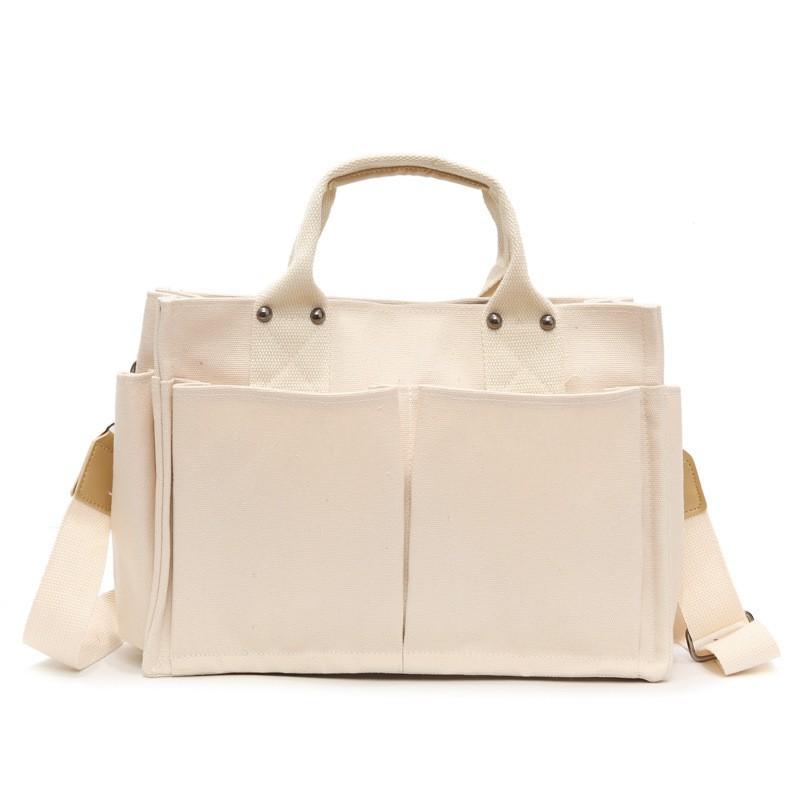 

Korean Solid Color Canvas Bag Women s Ins Large-capacity Shoulder College Students Office Workers Handbag Cross-body off білий колір