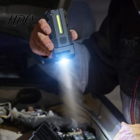 Outdoor Flashlight 1/2/3Pcs 180 Degrees Rotating Head Magnetic Dual Beam LED Degree Swivel Work Light USB Rechargeable Pocket-Size Camping EDC Lamp