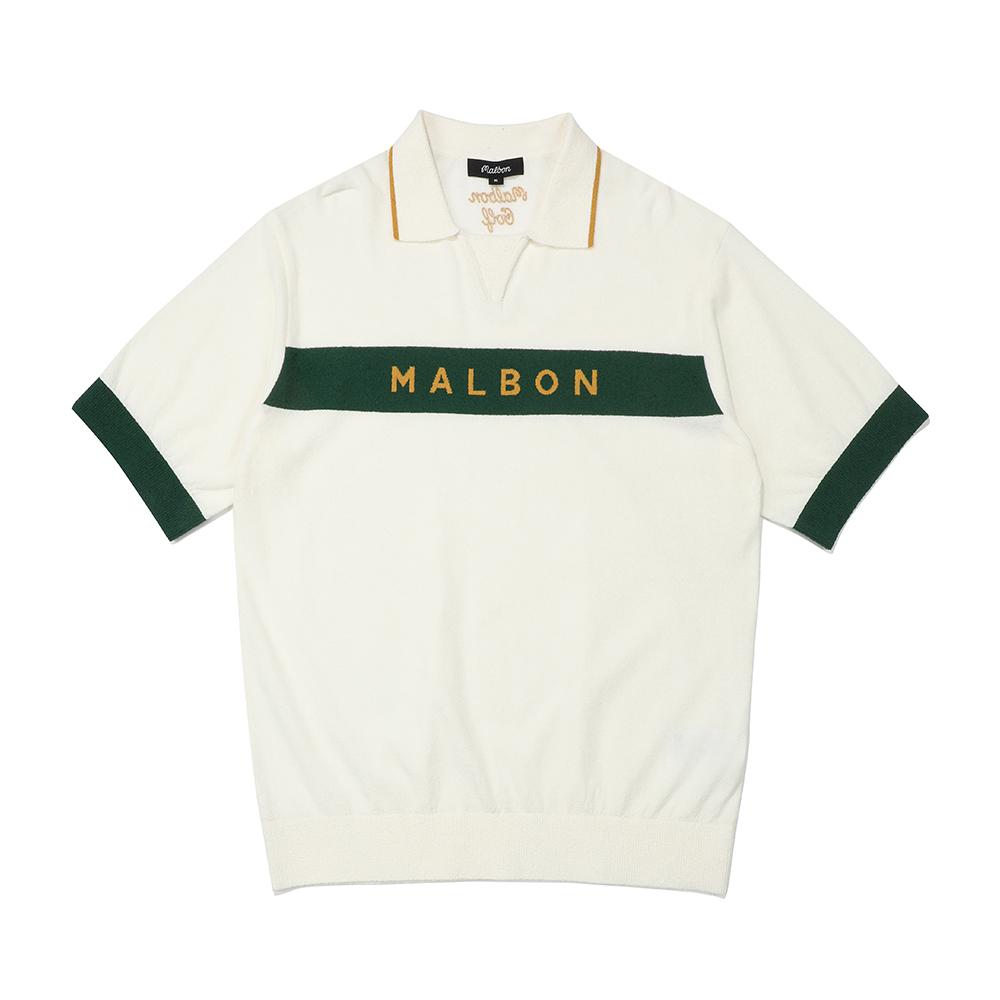 MALBON GOLF Malbon Scirpt Polo Knit T-Shirt Ivory (Man)