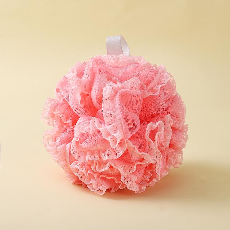 Large Cute Plain Color Exfoliating Bath Flower Foaming Ball Towel & Back Scrubber