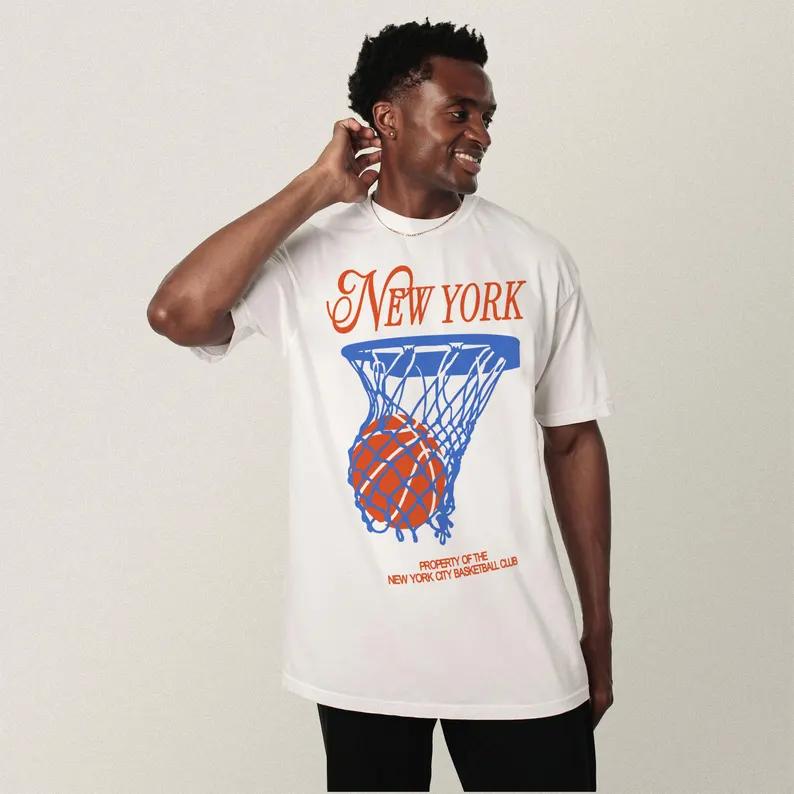 New York Basketball Tshirt Unisex and Unisex Cotton 2026 Summer Retro NYC Graphic Clothing Fashion Round Neck Y2K Loose Tops
