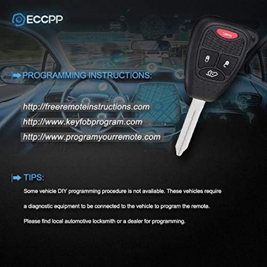 ECCPP 2X New Replacement Remote Car Key Fob Combo 4-Button Uncut for Chrysler Dodge Jeep OHT692427AA, OHT692713AA Programmable Key Fob