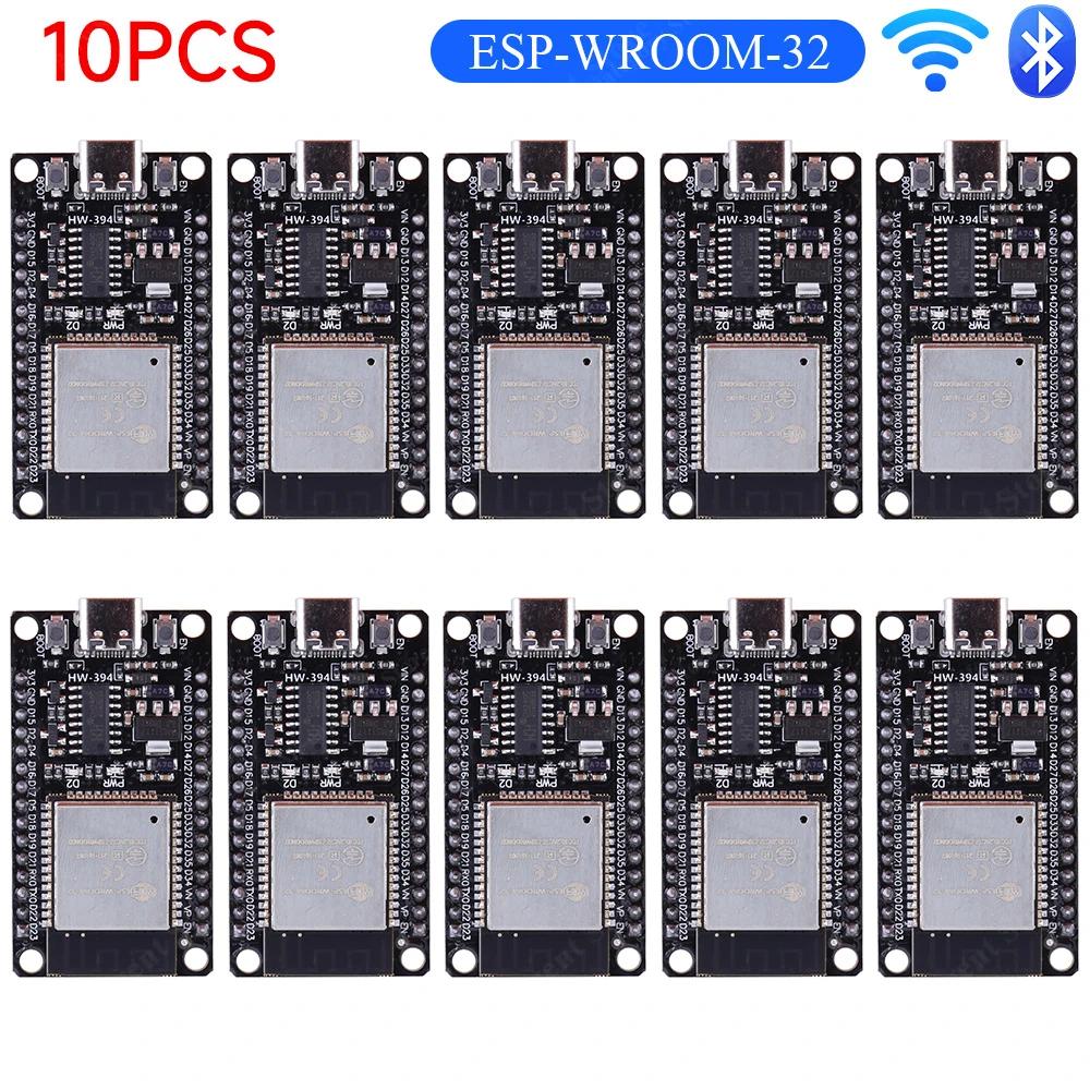 1-10PCS ESP32 WROOM-32 Development Board TYPE-C CH340C/ CP2102 Micro Modules WiFi+BT Ultra-Low Power Dual Core Wireless Modules