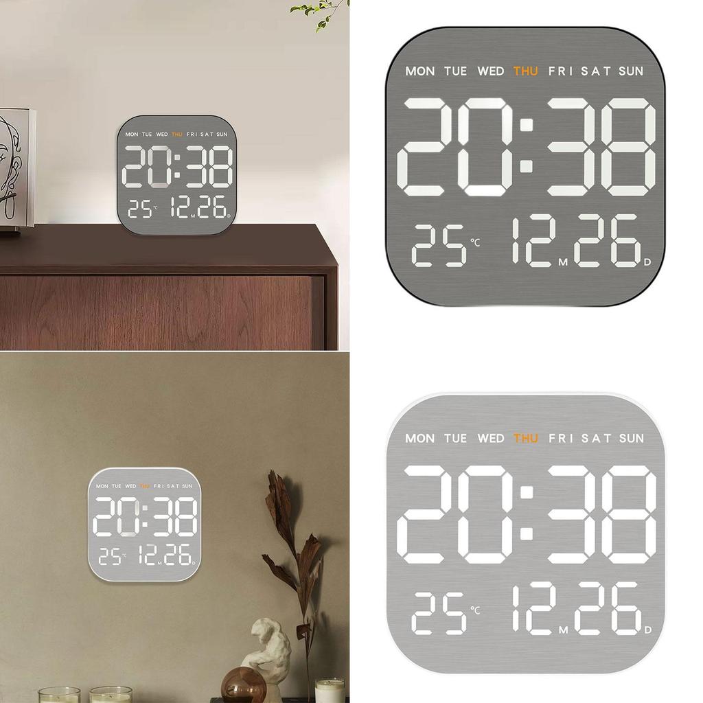Digital Wall Clock Desktop Clock Large Display Adjustable Brightness °C/°F