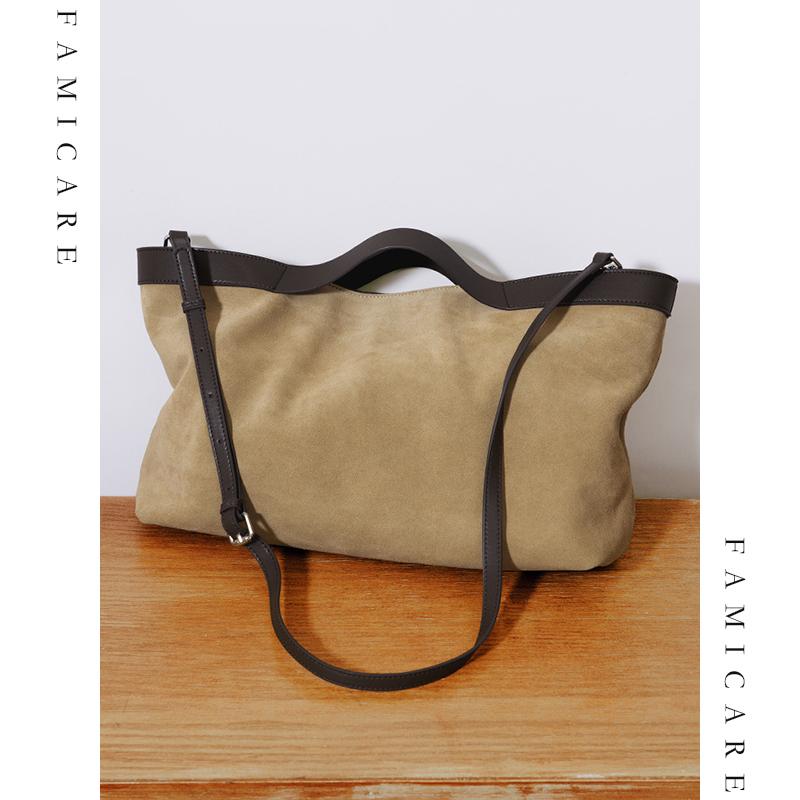 2026 Fall Winter New Suede Leather Tote Bag Unique Vintage Large Capacity Shoulder Crossbody Handheld Bag Durable Women Handbag