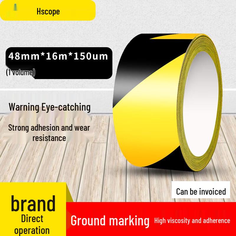 Black Yellow PVC Reflective Hazard Warning Tape