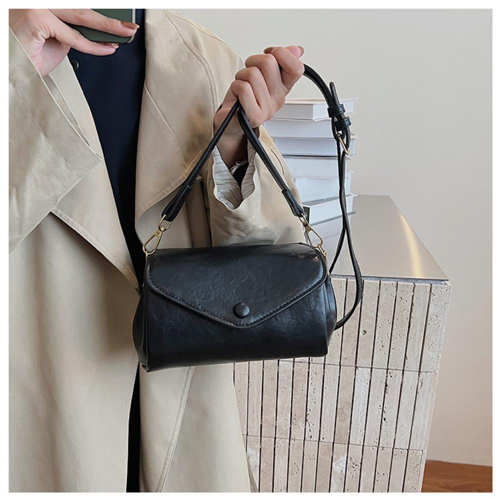 Simple PU Leather Crossbody Bag Multifunctial Multi-Compartment Shoulder Bag Solid Color Messenger Bag Women
