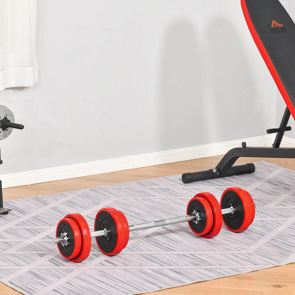 20KGS 2-In-1 Dumbbell & Barbell Adjustable Set Strength Muscle Exercise Fitness Plate Bar Clamp Rod Home Gym Sports Area