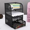Black Desktop Organizer Metal Stationery Organizer Pen Container Desk Organizer  For Home