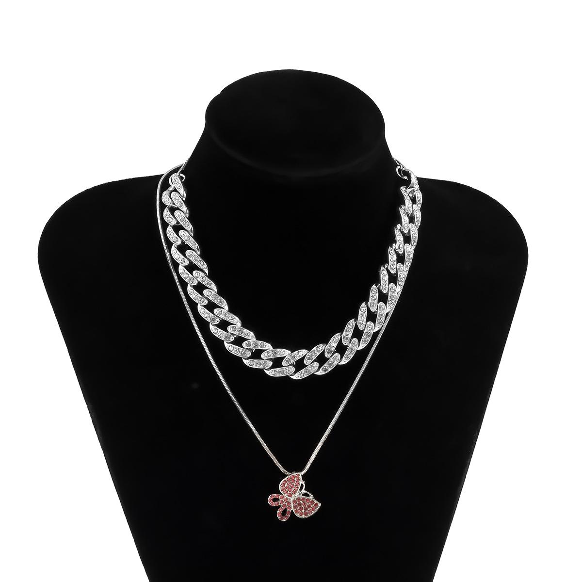

Vintage Butterfly Rose Gold Collarbone Necklace Beautiful Women Simple Cuban Clasp Snake Bone Chain Decoration Choker Neck Gifts