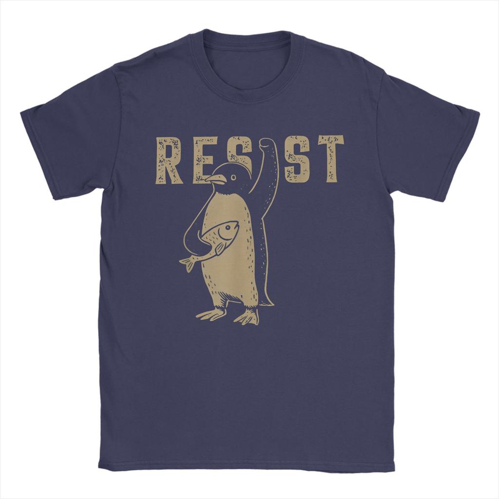 Men women T-Shirts Resist Humorous Tees Short Sleeve Penguin Activism T Shirt Crewneck Clothing Birthday Present
