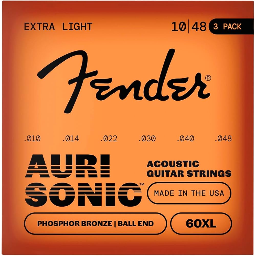 Fender AuriSonic 60XL Acoustic Guitar Strings Phosphor Bronze .010-.048 3-Pack