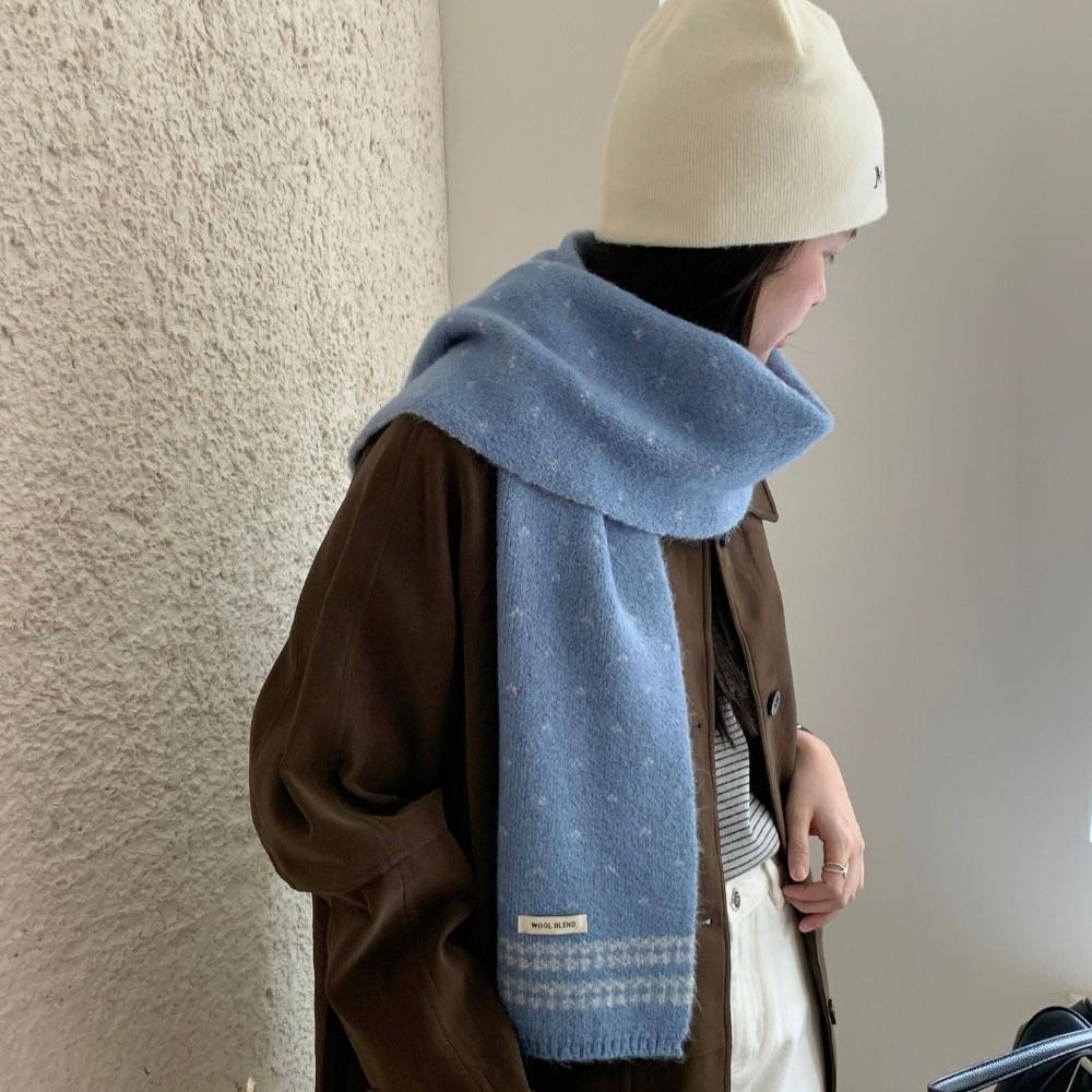 Korean Style Knitted Scarf Retro Winter Scarf Sweet Ladies Wool Scarf