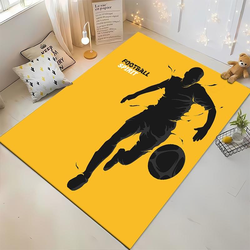Modern Football Player Pattern Yellow Carpet for Living Room Decor Suitable for use as an anti-slip for living room bedroom sofas