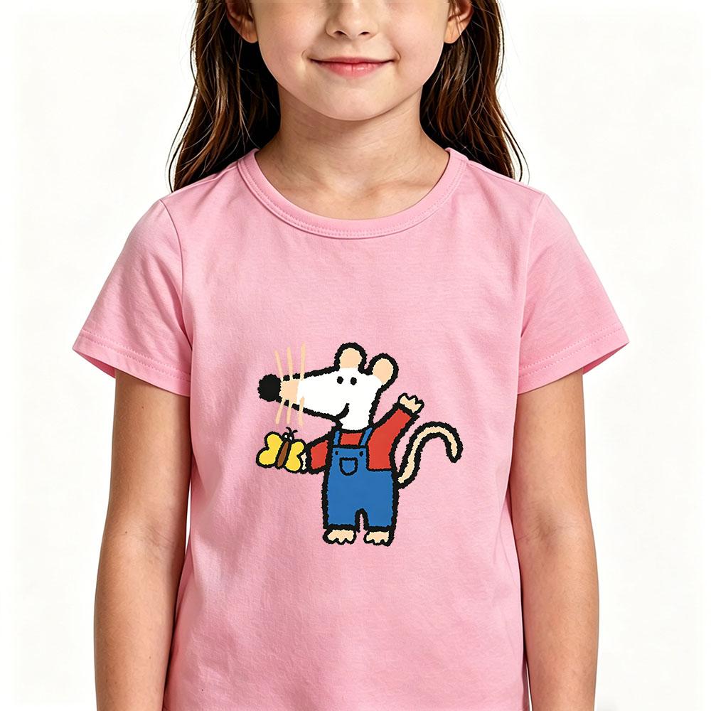 Maisy Mouse Kids 100%Cotton Cartoon Print T-shirt 2-12 Years Boys and Girls Kawaii Soft Short Sleeve Casual Tops Summer Toddler