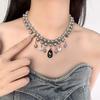 Fashion Water Drop Pendant Neckchain Grey Pearl Women's Clavicle Chain  Women