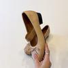 Sheepskin version~ retro bow ballet shoes women's niche one-word thick heel single shoes round head shallow mouth Mary Jane shoes