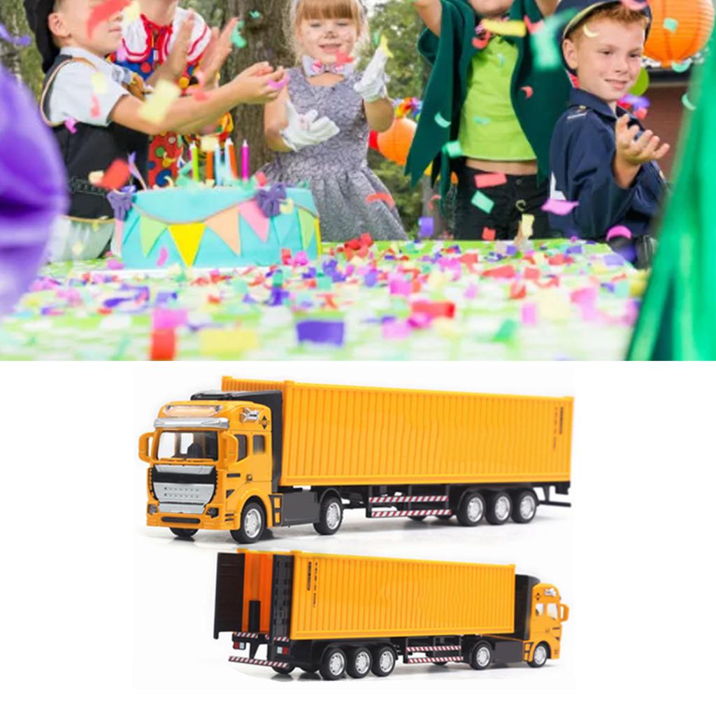 Pull Back Container Truck Toy High Simulation Plastic Alloy Container Truck Model for Boys Girls Children Gift