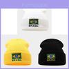 Brazilian Flag Embroidered Knit Beanie With Windproof Warmth For Outdoor Casual Wear