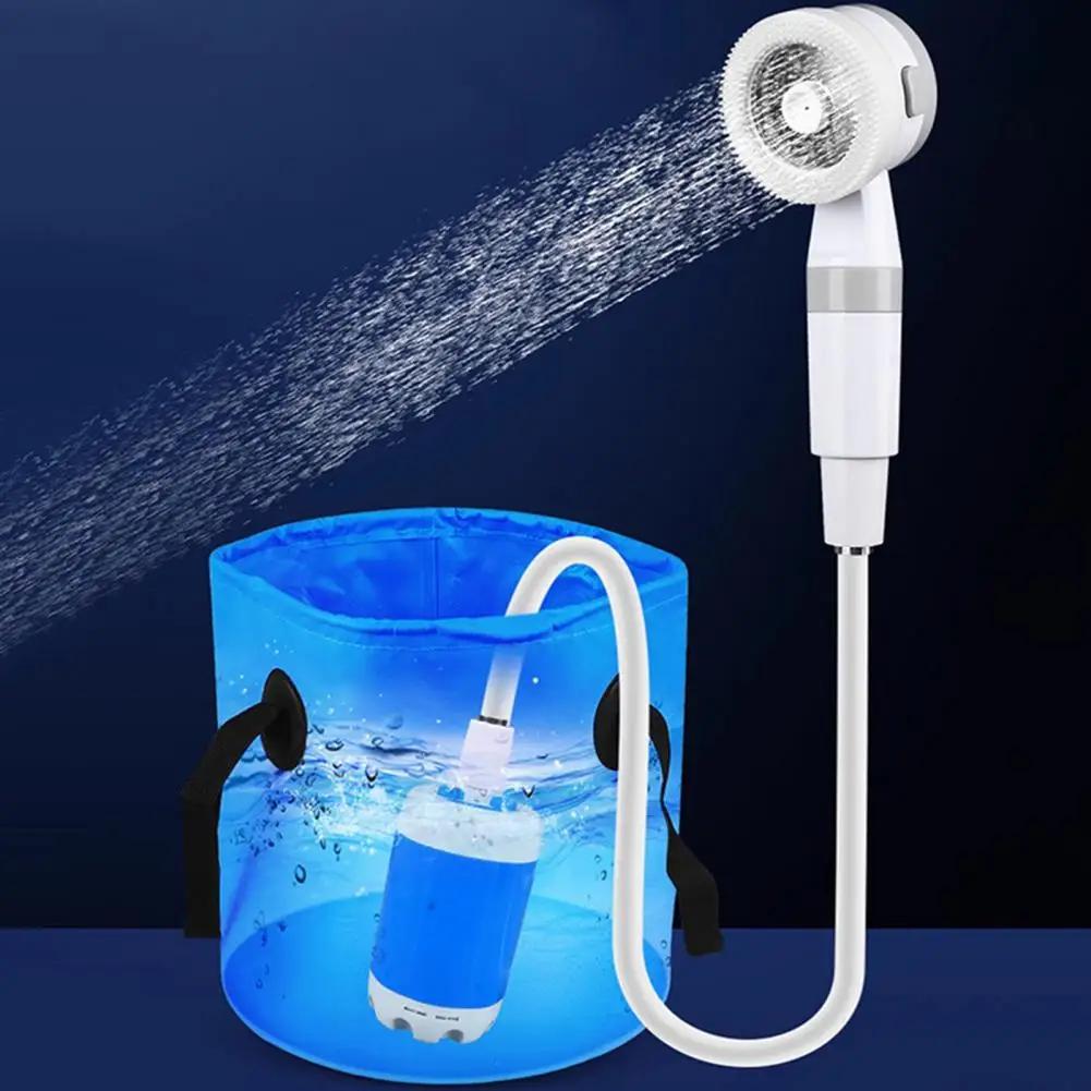 Portable Camping Shower Pump USB Rechargeable Outdoor Camp Hiking Car Washing RV Traveling Electric Shower Head Sprayer Pump