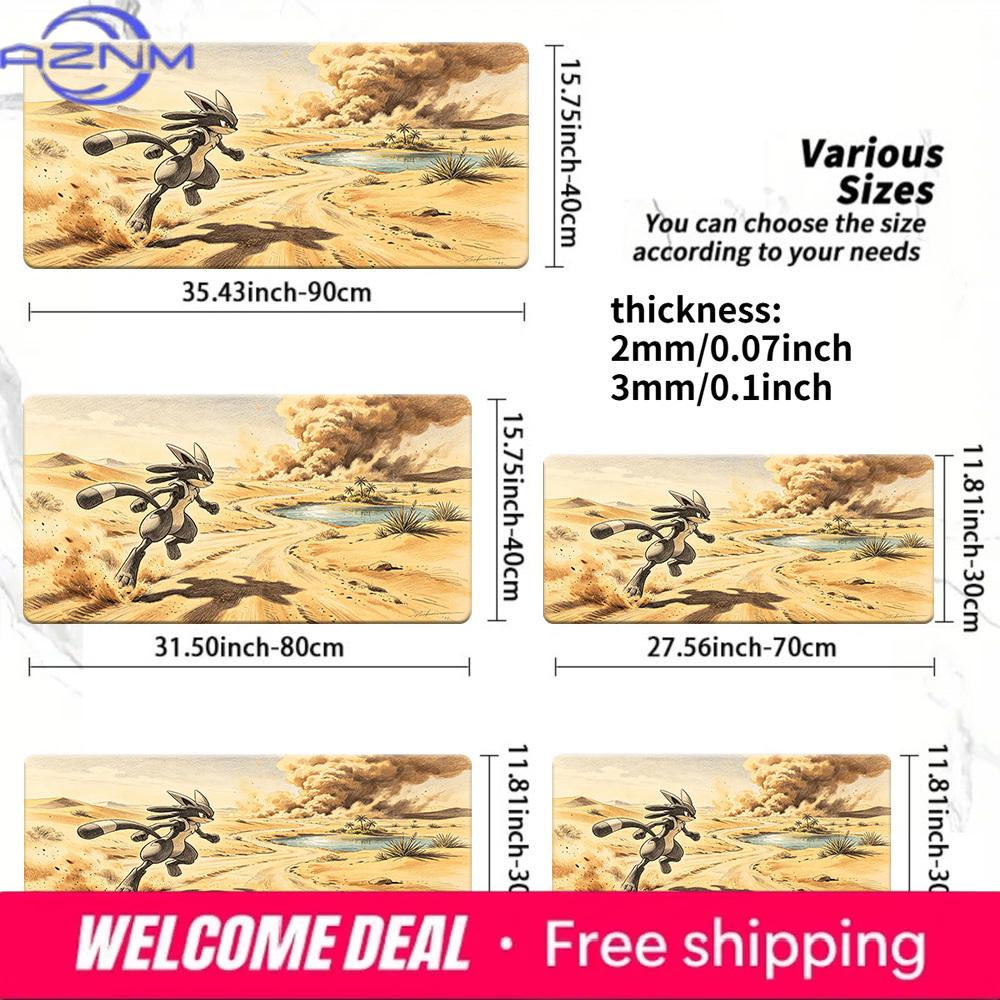 Lucario Desert Sprint Gaming Desk Mat NonSlip Washable Mouse Pad 30x80x0.2cm