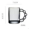 350ml Clear Glass Water Cup with Handle Drinkware Large Capacity Novelty Drinking