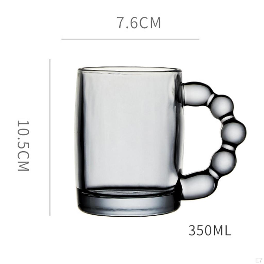 350ml Clear Glass Water Cup with Handle Drinkware Large Capacity Novelty Drinking