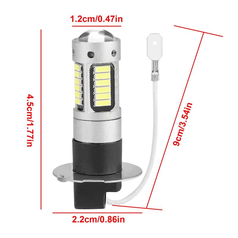 2Pcs Car H3 Led Fog Lights High Power Lamps Daytime Running Light Bulbs Super Bright 6000K White Lamp