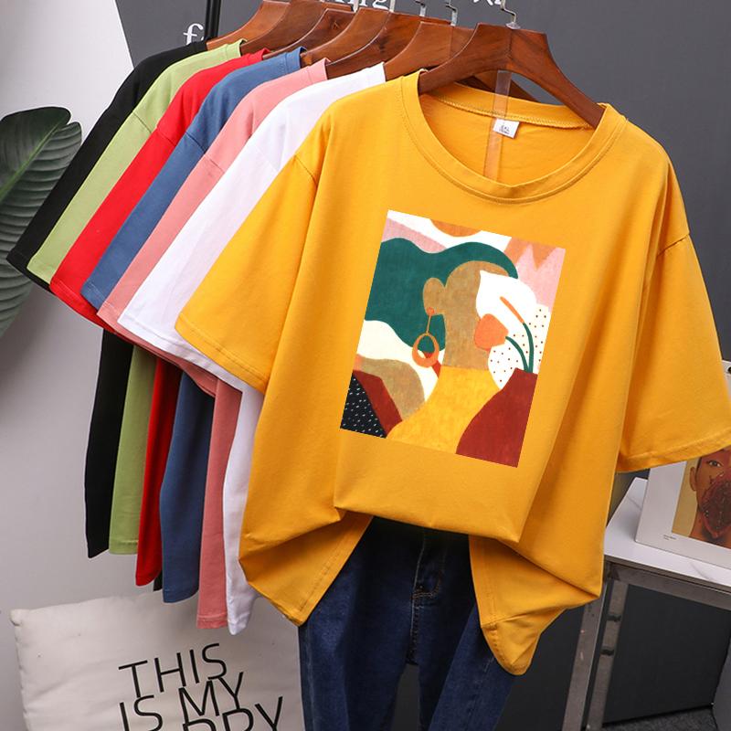 Vintage Printed Short Sleeve T-shirt Women Cotton O-neck Tees Female Chic Aesthetic Graphic Tees
