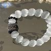Super Cool Couple Best Friend Bracelet New Chinese Style Lion Dance Bracelet White Cat Eye Versatile New Chinese Style