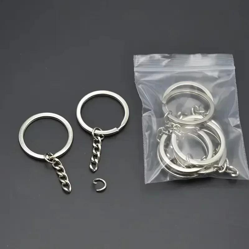 50/100PCS Stainless Steel Metal Blank Keyring Keychain Split Rings with Chain Climbing Buckles Carabiner Keychain Accessories