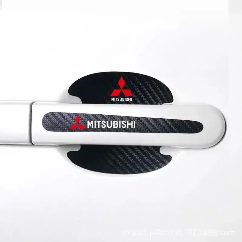 bljm6 8PCS Carbon Fiber Car Door Handle Bowl Sticker Anti-scratch Decal for Mitsubishi Lancer ASX Pajero Eclipse Delica