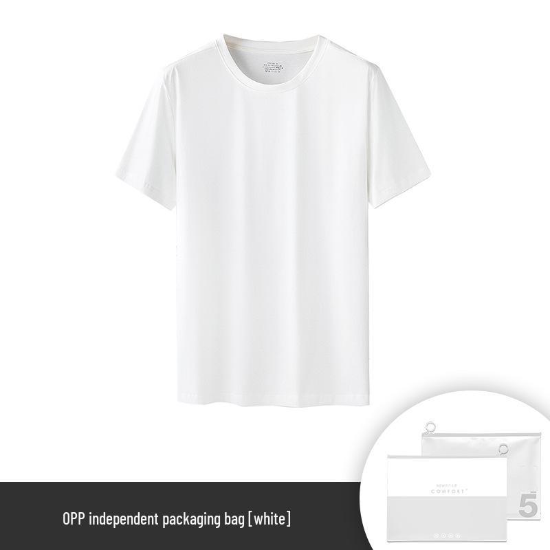 Ice-Feeling Men's White Antibacterial Short-Sleeve Round Neck T-Shirt
