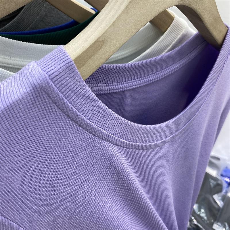 European O-neck Solid Color Long Sleeve T-shirt  Spring New Fashionable Versatile Elastic Bottom Shirt Top