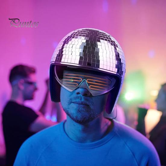 Přilba s disco koulí Stahovací kšilt Nastavitelný řemínek pod bradou Třpytivé Zrcátko Klobouk s disco koulí Reflexní Dospělí Party Dekorativní Disco Tiles Helma